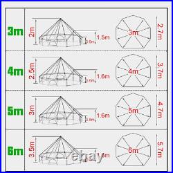 4-Season Bell Tent 4/6M Waterproof Cotton Outdoors Glamping Family Camping US