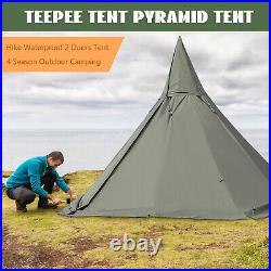 4 Season Outdoor Camping Teepee Tent Pyramid Tent Hike 2 Doors Tent Waterproof