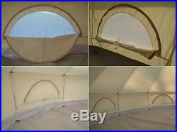 4m Waterproof Cotton Canvas Family Camping Bell Tent with Hole for Stove Pipe