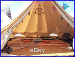 5M/16.4ft Beige Heavy Duty Glamping Cotton Canvas Bell Tents Yurt British Tents