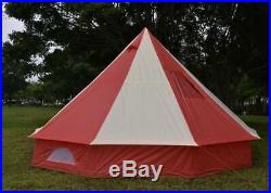 5M Bell Tent Zipped-in-Groundsheet Tent Family 10 Person Camping Tent red/cream