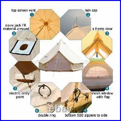 5M Canvas Bell Tent Camping Yurt Tent Teepee Tipi Waterproof Cotton withStove Jack