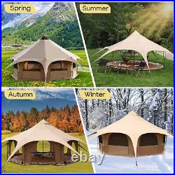 5M Canvas Bell Tent, Yurts with Stove Jack for Glamping Family Camping (6/8/10)