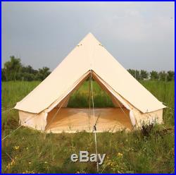 5M Glamping Tent British Yurt Tent Canvas Outdoor Camping Beige Bell Tent House