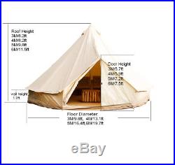 5Meter Bell Tent Heavy Duty Waterproof Canvas Tent British Yurt Tent Zip Ground