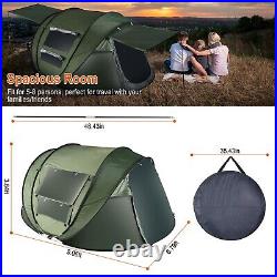 5-8 People Camping Hiking Tent Waterproof Automatic Instant Pop Up Tent & 4 Pole