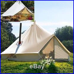 6M Waterproof Outdoor Cotton Canvas Bell Tent Glamping Camping Tent Stove Jack