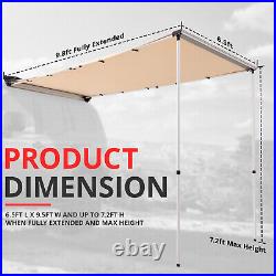 6.5'L x 9.8'W Rooftop Car Side Pull Out Sun Shade Awning Outdoor Camping Travel