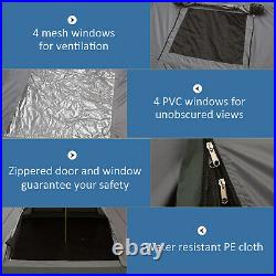 6 Man Tipi Tent Metal Poles Water-Resistant Walls Mesh Windows Zipped Door Green