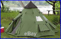 6 Person Teepee Cabin Camping Tent Huge Outdoor Survival Camp Lodge 6.5' Height