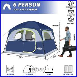 6-Person Waterproof Family Camping Tent with Easy Setup and Mesh Windows