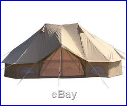 6x4M Big Window Emperor Twin Cotton Canvas Bell Tent Safari Waterproof Glamping
