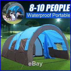 8-10 People Camping Tent Windproof Tunnel Double Layer Large Family Canopy US