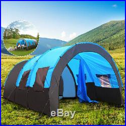 8 10 People Large Outdoor Tent Waterproof Tunnel Camping Hiking Double Layer
