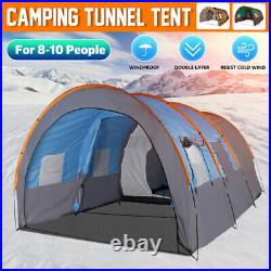 8-10 Person Family Camping Tunnel Tent Waterproof Shelter Hiking Double Layer US