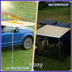 8.2x8.2ft Car Side Awning Rooftop Tent Sun Shade SUV Outdoor Camping withLED Light
