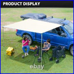 8.2x8.2ft Car Side Awning Rooftop Tent Sun Shade SUV Outdoor Camping withLED Light