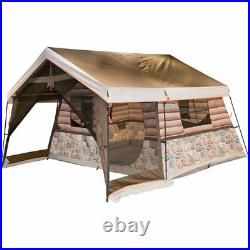 8 Man Log Cabin Camping Tent Waterproof Canopy Tub Floor Vents 13L x 12W x 7H