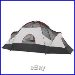 8-Person Family Dome Tent With Rear Window 2-Rooms Camping Cabin Mud Mat Attached