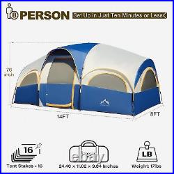 8 Person Tent for Camping, Waterproof Windproof Family Tent with Rainfly, Divide