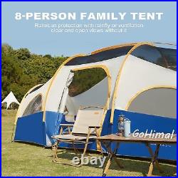 8 Person Tent for Camping, Waterproof Windproof Family Tent with Rainfly, Divide