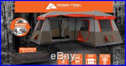 BRAND NEW Family Camping Ozark Trail 12 Person 3 Room L-Shaped Instant Tent