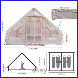 Baralir Inflatable Glamping Tent with Pump 4-5 Person Inflatable House Tent E