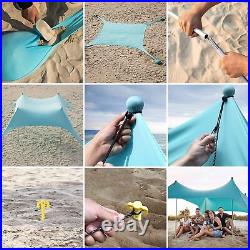 Beach Tent Sun Shelter 10ftx10ft Portable Sun Shade Canopy Awning with Sandbag