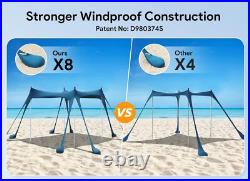 Beach tent with 8 sandbags, sand shovel, pegs and stabilizer poles