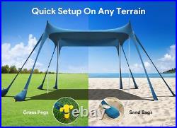 Beach tent with 8 sandbags, sand shovel, pegs and stabilizer poles