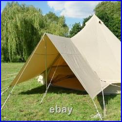 Bell Tent Cotton Canvas Awning With Pole 400cm x 260cm