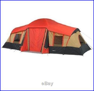 Big 10 Person 3 Room Cabin Tent Screened Camping Family Canvas Hiking Large