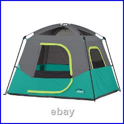 CORE 4-Person Straight Wall Cabin Tent Water-Resistant Fabric Removable Rainfly
