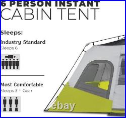 CORE 6 Person Instant Cabin Tent Portable Large Pop Up Tent for Family Camping