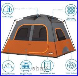 CORE 6 Person Straight Wall Cabin Portable Tent With Screen Room Carry Bag