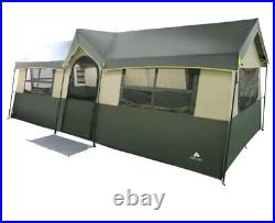 Cabin Tent LED Lights Outdoor Camping Home 3 Rooms Hazel Creek 12 Person Green