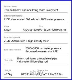 Camping Family Hiking Tent 8-12 Person Double Layers Oversize 2 Rooms