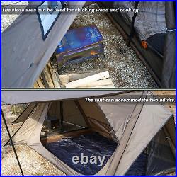 Camping Hot Tent with Stove Jack, Firestone Shelter with Two Tarp Poles and T