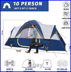 Camping Tent 10-Person-Family Tents, Parties, Music Festival Tent, Big, Easy Up