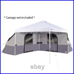 Camping Tent 8 Person Cabin Family Shelter 2 Room Connect Tent for Canopy Gray