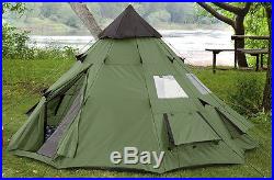 Camping Tent Teepee Survival 6 Person Heavy Duty Waterproof Outdoor Hiking Trail