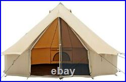 Canvas Bell Tent 3m, 4m & 5m, 100% Cotton Waterproof & Fire Retardant for Camping