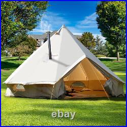 Canvas Bell Tent 4M Waterproof Camping and Glamping Yurt with Stove Jack