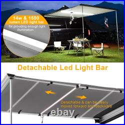Car Side Awning with LED Light Pull Out Tent Shelter Camping Beige/Grey