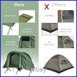Cot Compact Elevated Tent Set 1-Person Outdoor Camping Tent With External Cover