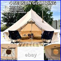 DANCHEL OUTDOOR 4 Season Canvas Yurt Tent with 2 Stove Jacks for Glamping 4M