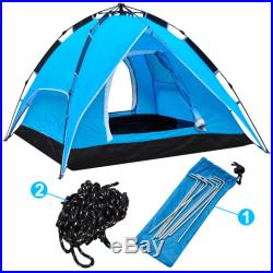 Double layer Waterproof 4-Person Family Camping Hiking Instant Tent Withbag Blue