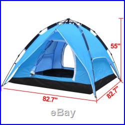 Double layer Waterproof 4-Person Family Camping Hiking Instant Tent Withbag Blue