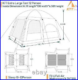 Extra Large Tent 12 Person Family Cabin Tents Waterproof 2 Rooms Picnic, Camping