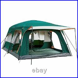 Extra Large Tent 12 Person(Style-A), Family Cabin Tents, 2 Rooms, Straight Green